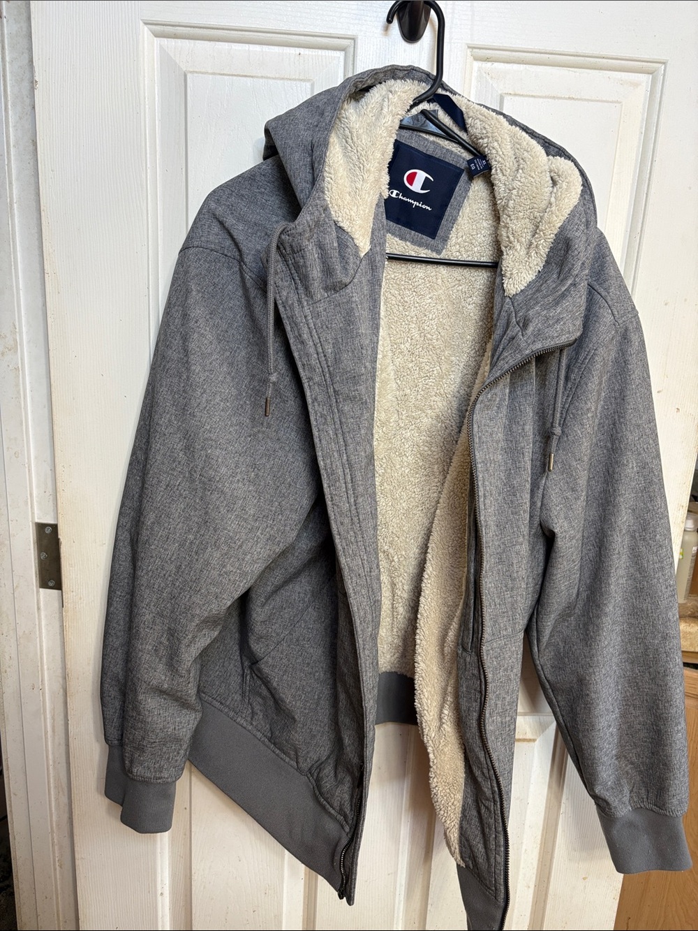Champion Gray Hooded Sherpa-Lined Jacket